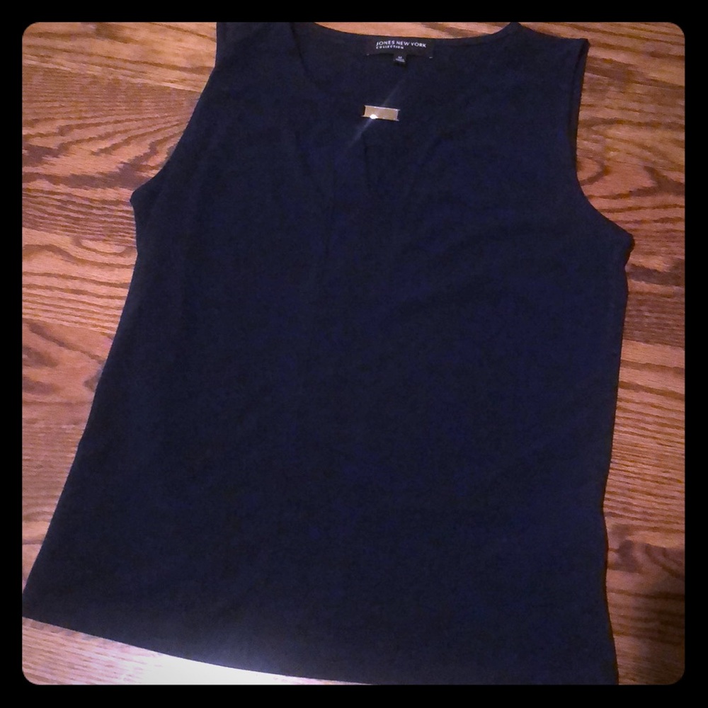 Navy blouse with gold detail. NEVER WORN